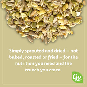 Go Raw sprouted seeds in packaging ready for on-the-go use.