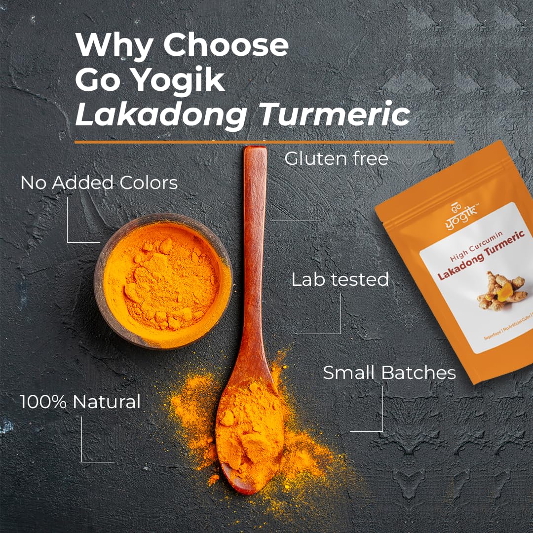 Go-Yogik Lakadong turmeric powder India origin — woman-owned brand supporting small batch artisans.
