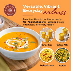 Go-Yogik Lakadong turmeric powder lab-tested label — purity you can trust in cooking.