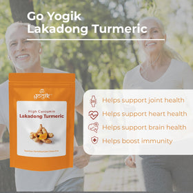 Go-Yogik Lakadong turmeric powder with scoop — precise portions for daily use.