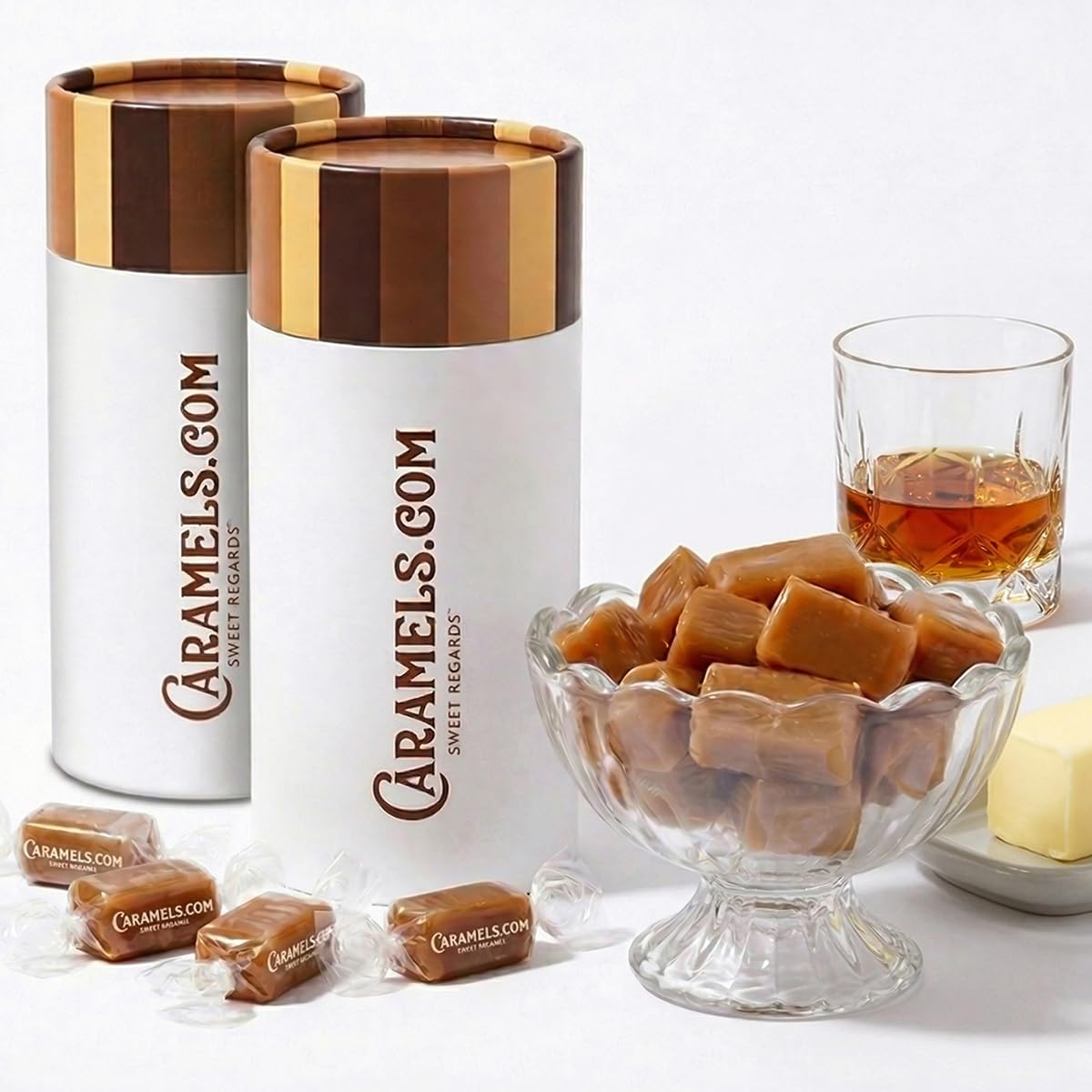 Goat Foods caramels two-flavor containers showcase gift-ready packaging.