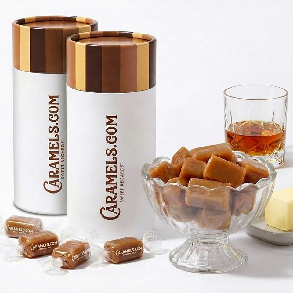 Goat Foods caramels two-flavor containers showcase gift-ready packaging.