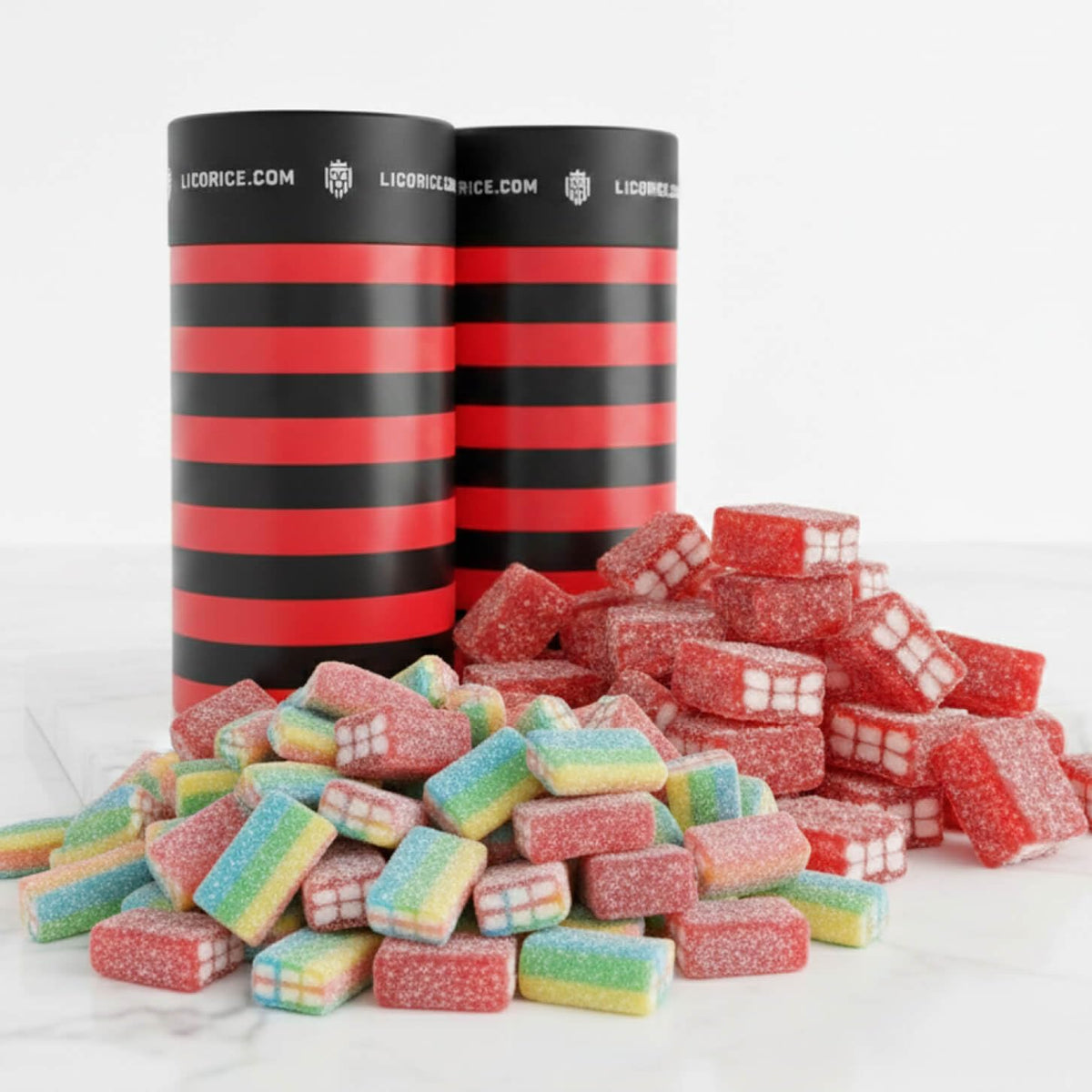 Goat Foods Licorice Petite Bricks rainbow flavor in vibrant colors for a fruity bite