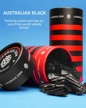 Goat Foods Finnish Black Bites container highlighting soft bite-sized licorice