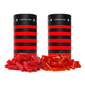 Goat Foods licorice Australian Red Twists container, premium red candy for sharing