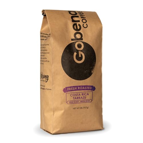 Gobena Coffee Tarrazu 2lb bulk bag highlights premium whole beans for home brewing.
