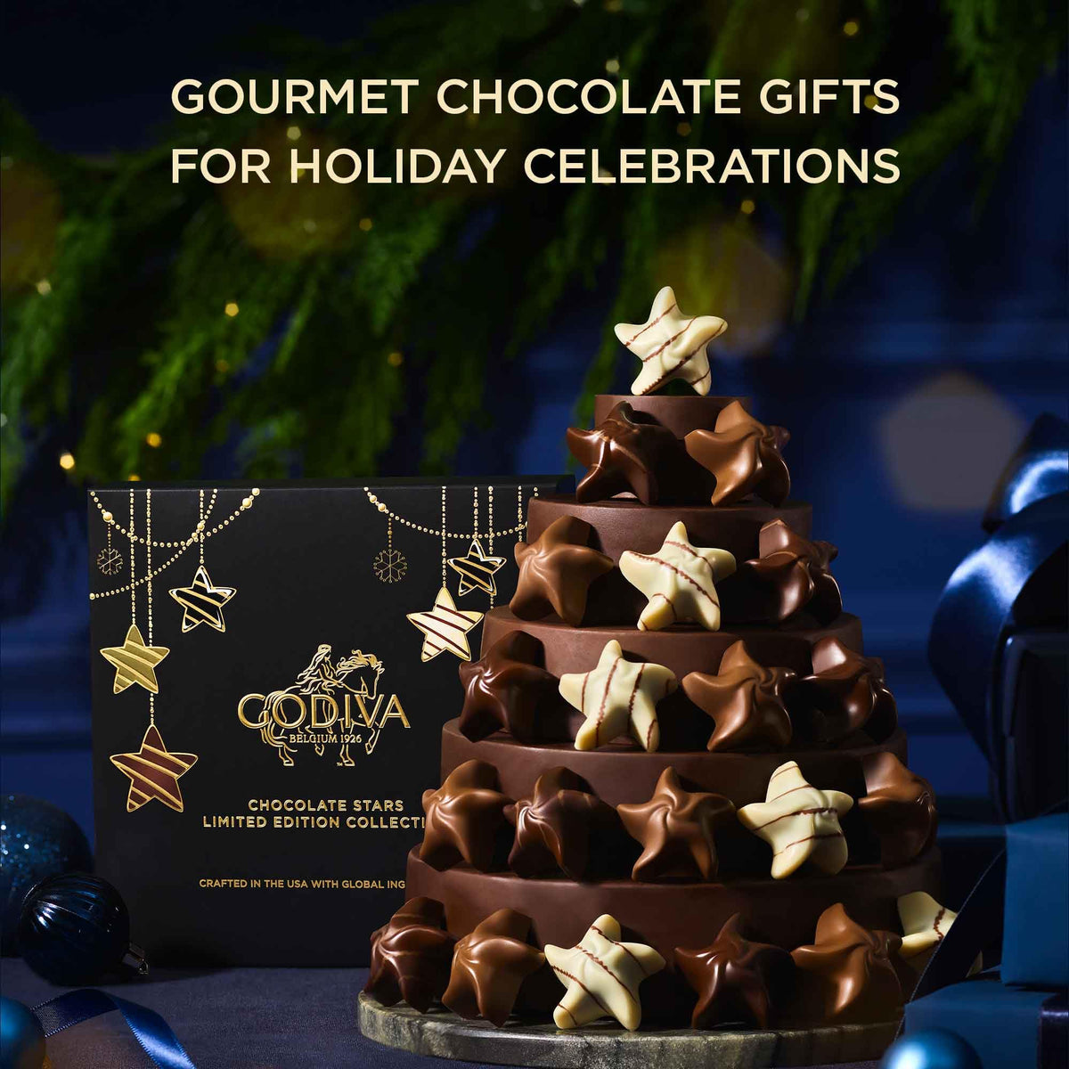 Godiva Dark Chocolate Caramel Star featuring luscious caramel glaze for cozy treats.