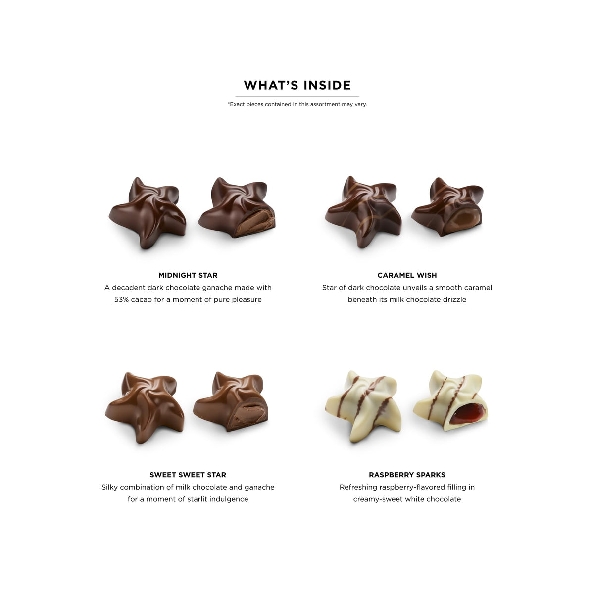 Godiva Dark Chocolate Ganache Star offering rich, velvety filling for indulgent moments.