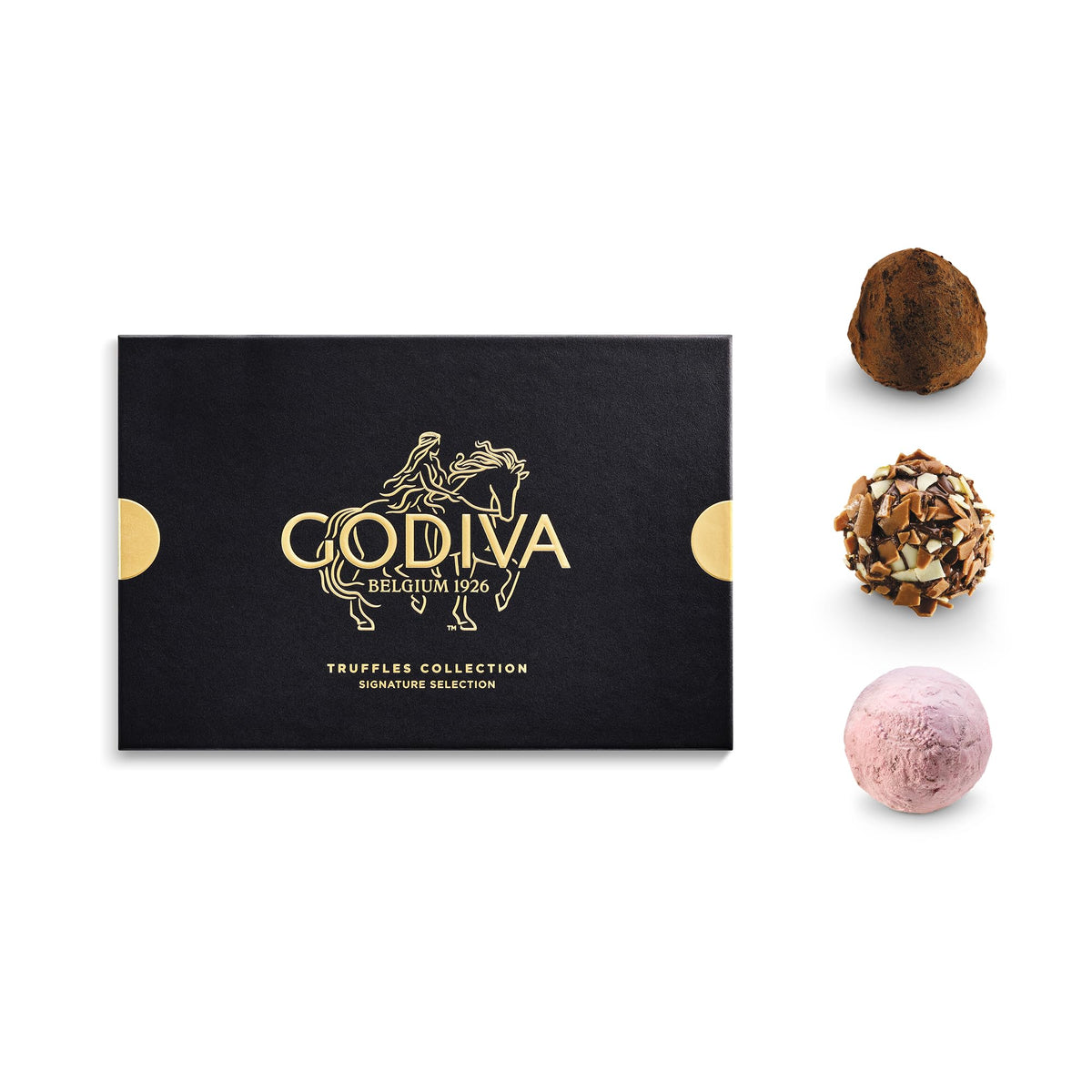 Godiva dark chocolate truffles with silky ganache center for celebrations.