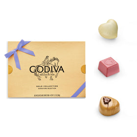 Godiva Gold Collection interior with assorted chocolates for sharing moments.