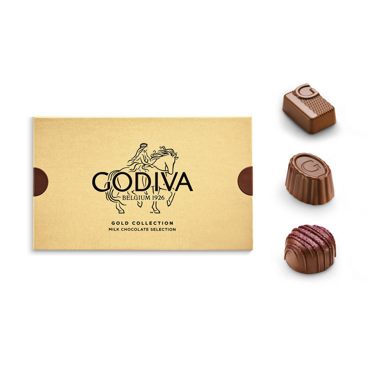 Godiva Gold Milk Chocolate Box Macadamia Tale close-up, crunchy nut notes for premium gifting