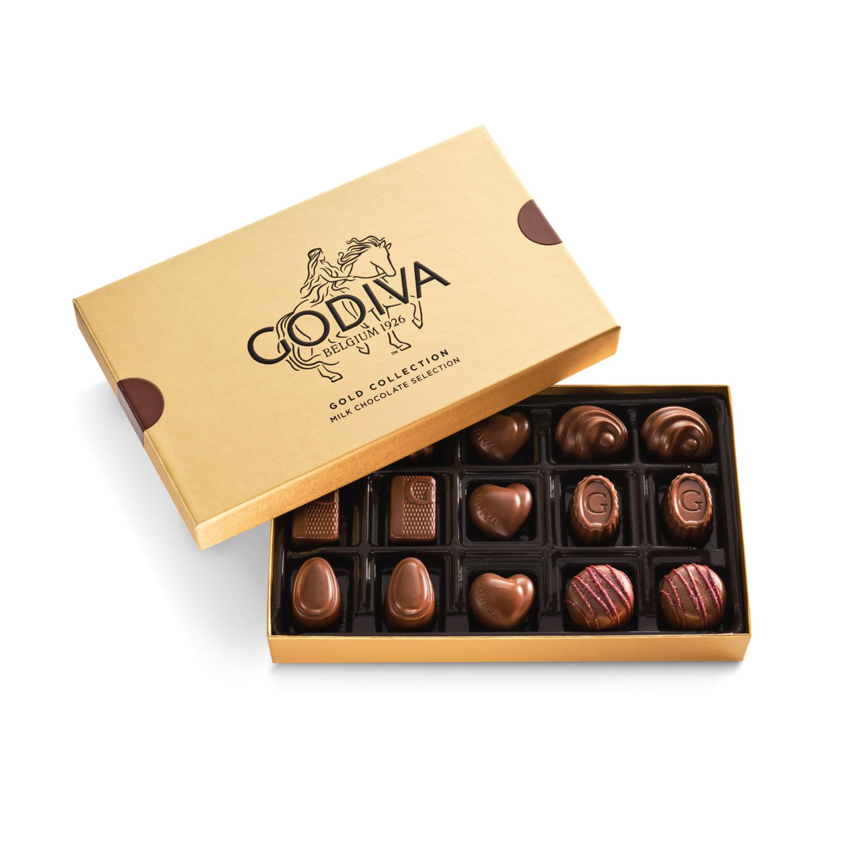 Godiva Gold Milk Chocolate Box Vanilla Canele Sensation close-up, silky texture ideal for celebrations