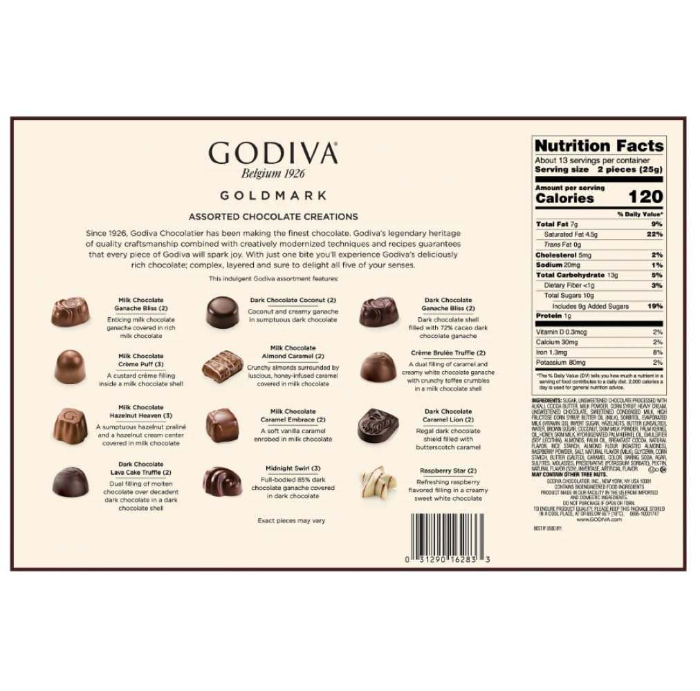 Godiva hazelnut praline filled chocolate details for indulgent moments.
