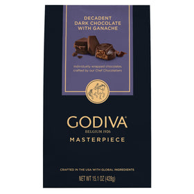 Godiva Masterpiece Dark Chocolate Bag with ganache center for gifting and sharing.