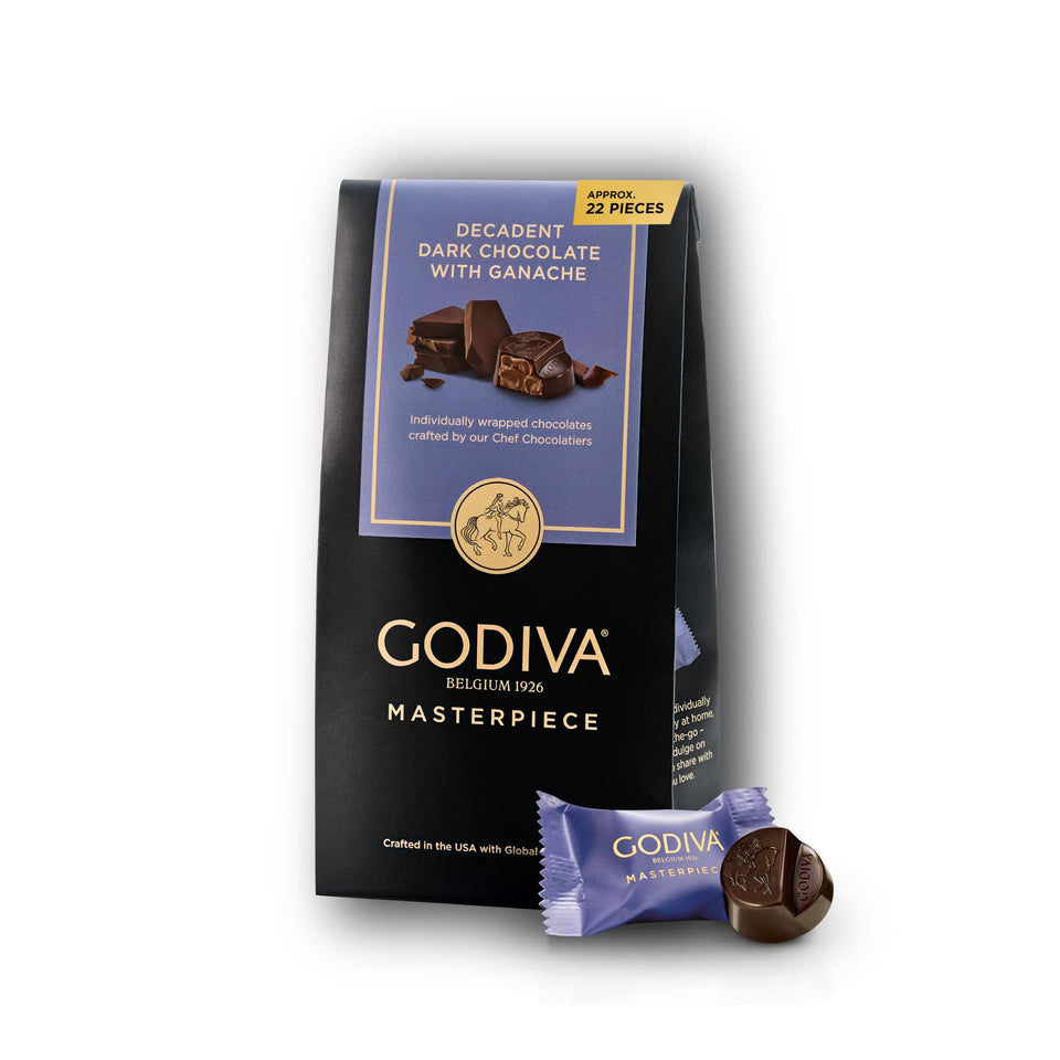 Godiva Masterpiece dark chocolate bag with premium gift presentation.
