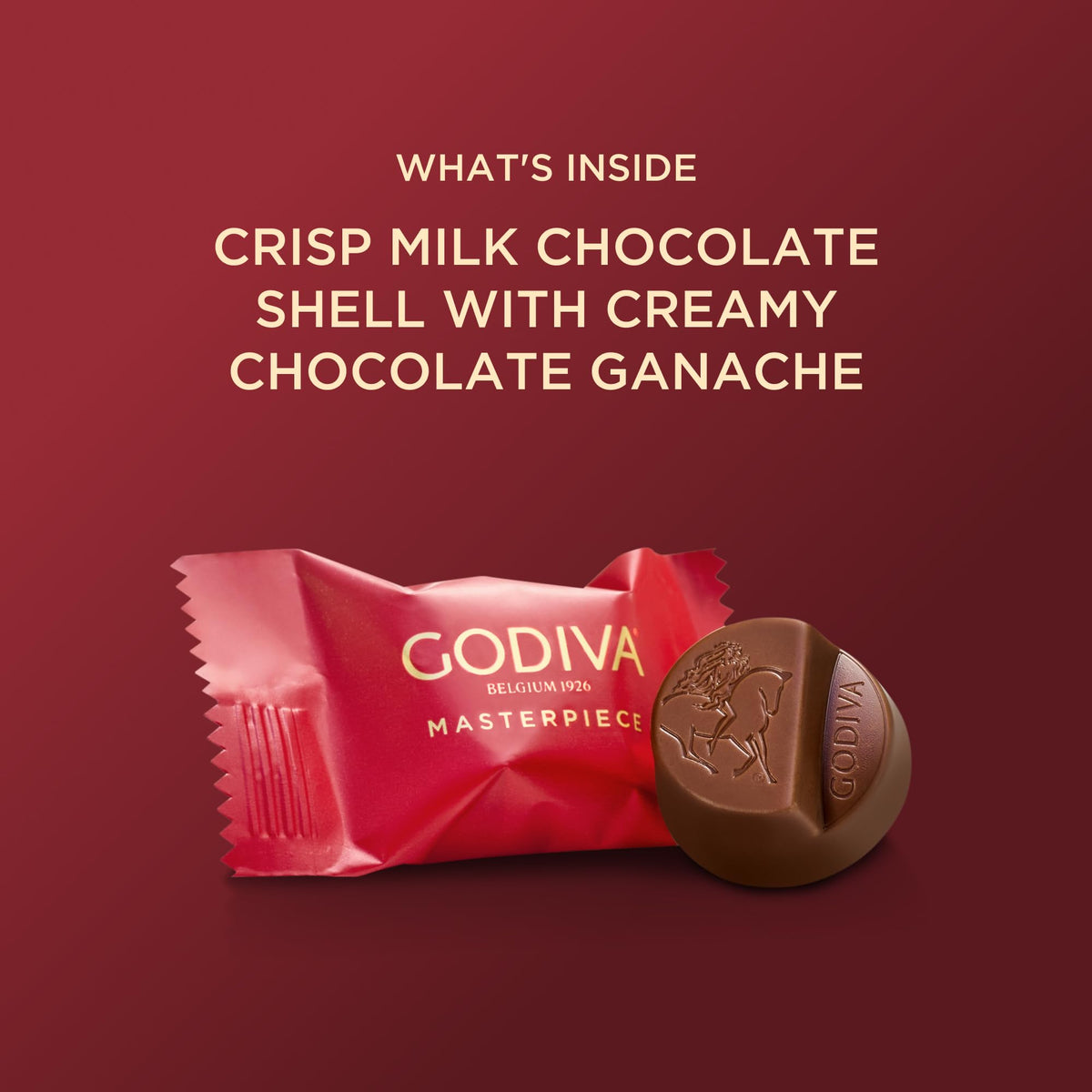 Ganache center visible, creamy filling inside Godiva pieces.