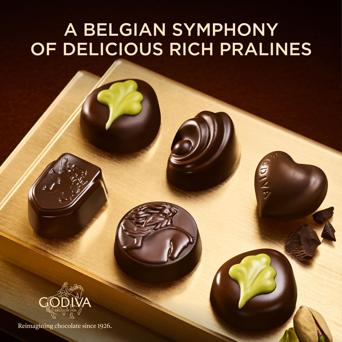 Godiva Midnight Swirls close-up, velvety finish for a sophisticated bite.