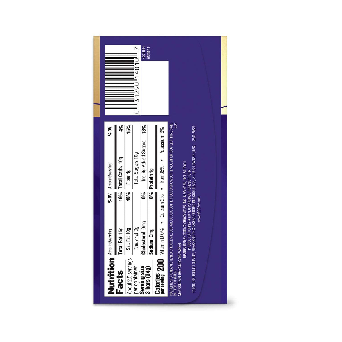 Godiva Signature 72% dark chocolate mini bars box, gift-ready presentation.
