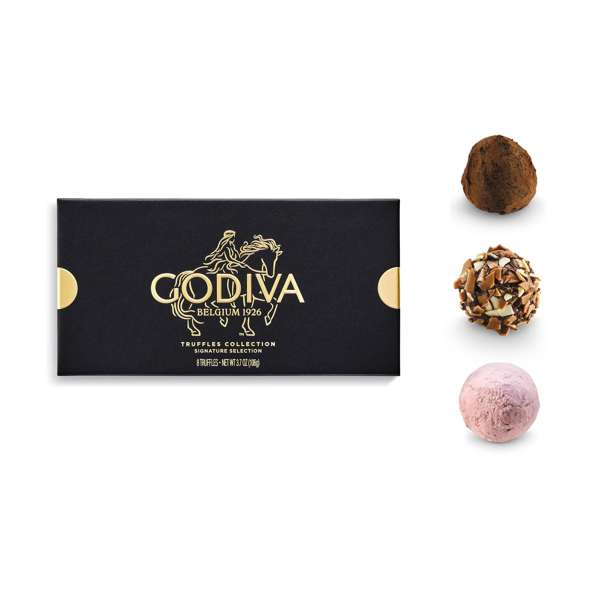 Godiva Signature Truffles box detail, elegant gift presentation ideal for special occasions.