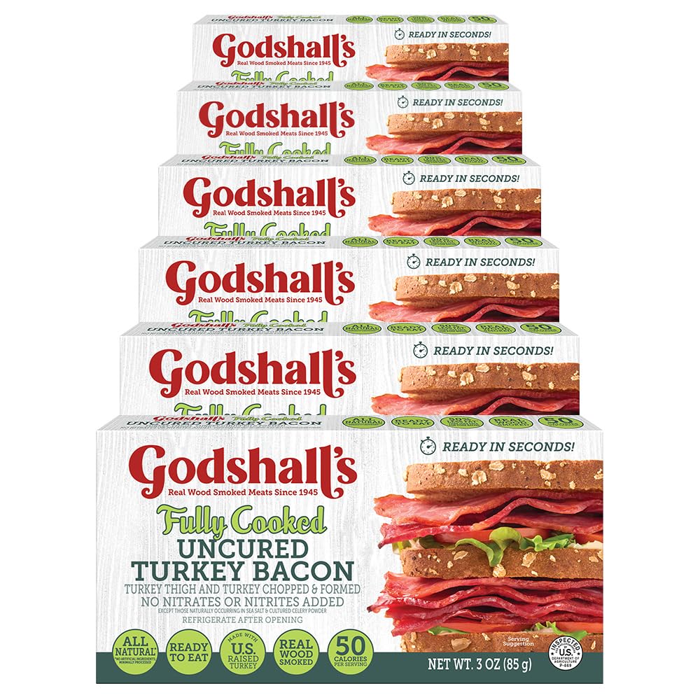 Godshall's turkey bacon slice ready in minutes via microwave for quick breakfasts