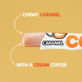 Goetze's Cow Tales caramel exterior highlights classic flavor
