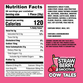 Goetze's Strawberry Smoothie Cow Tales cream center close-up reveals rich texture.