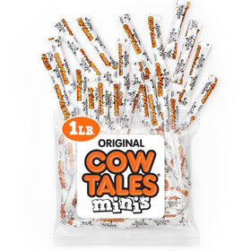 Goetze's Vanilla Cow Tales Minis bag shown, fresh caramel treats perfect for sharing at gatherings.