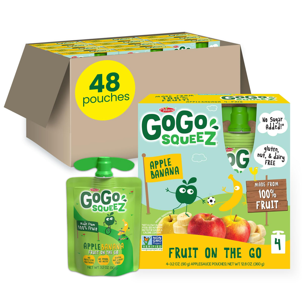 GoGo squeeZ Apple Banana pouch for on-the-go fruit snack