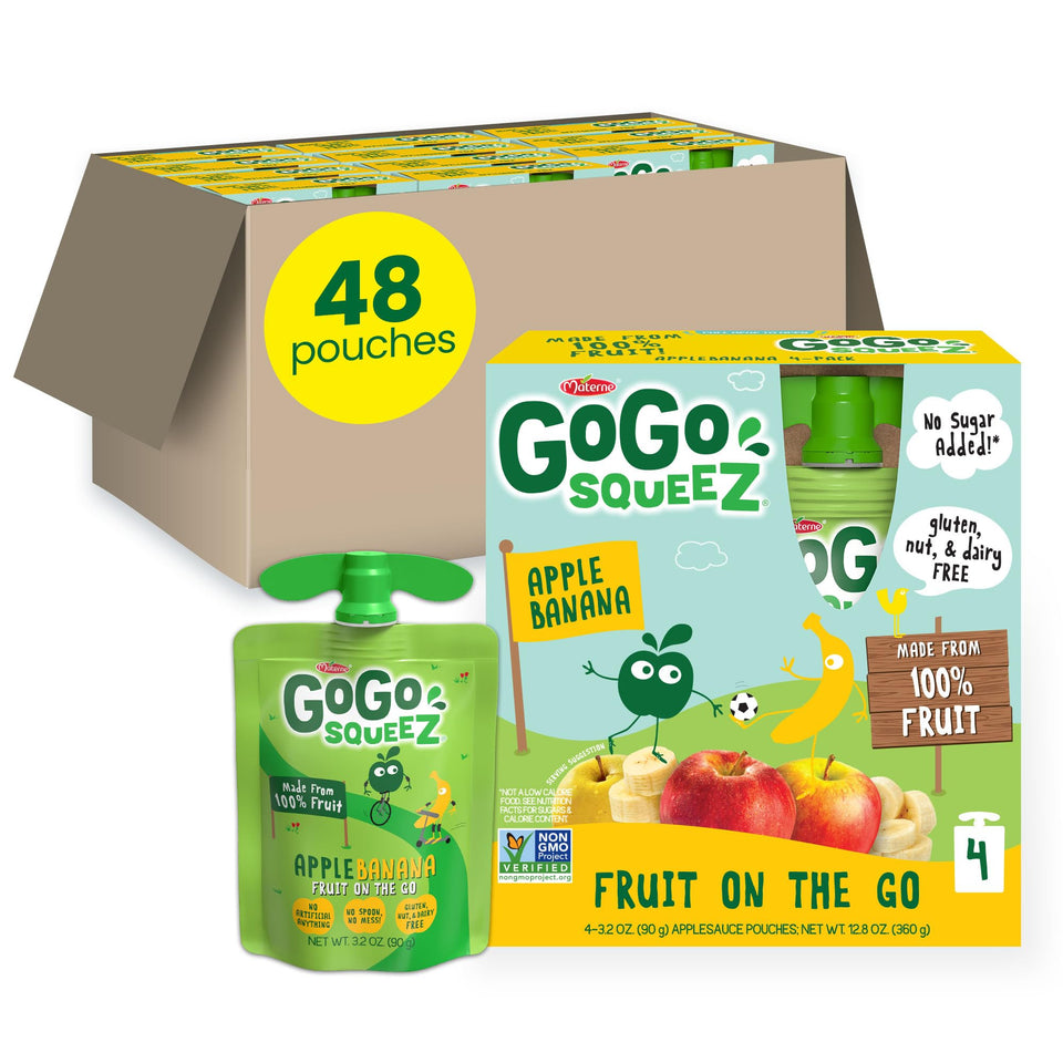 GoGo squeeZ Apple Banana pouch for on-the-go fruit snack