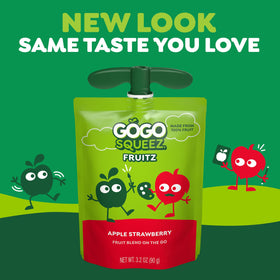 GoGo squeeZ Apple Strawberry pouch is pantry-safe and convenient.