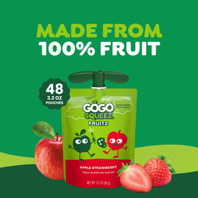 GoGo squeeZ Apple Strawberry pouch features a recloseable cap for resealing.