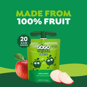 GoGo SqueeZ pouch label shows gluten-free and nut-free certification.