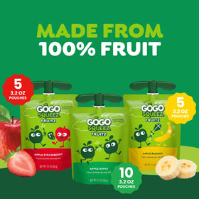 GoGo SqueeZ 20-pouch pack laid out for school lunches