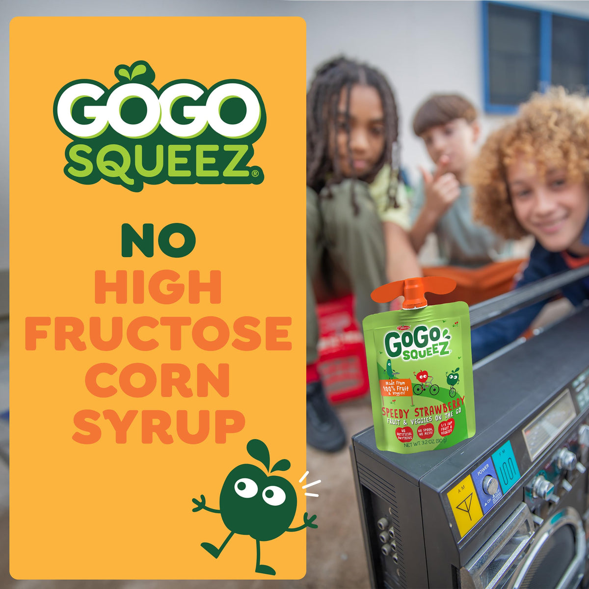GoGo squeeZ pantry-safe packaging with BPA-free cap for convenience