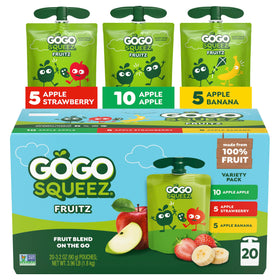 GoGo SqueeZ variety pack front view for on-the-go snacking