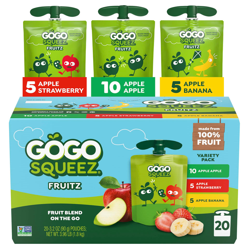 GoGo SqueeZ variety pack front view for on-the-go snacking