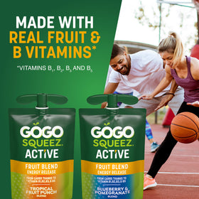 GoGo squeeZ Active Energy Release blueberry pomegranate pouch for on-the-go nutrition