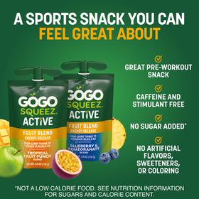 GoGo squeeZ Active Energy Release real fruit ingredients blend for natural flavor