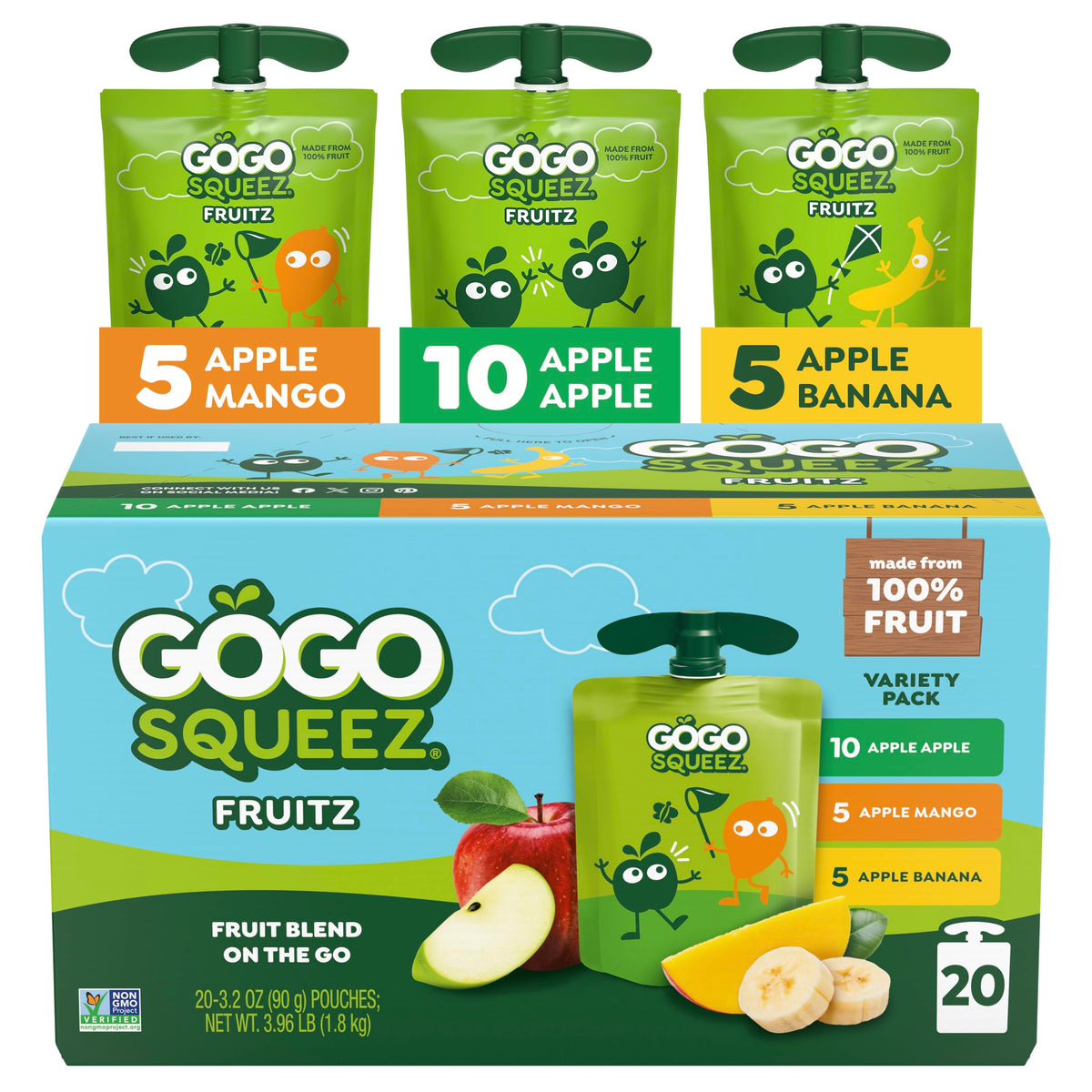 GoGo SqueeZ Apple Apple Mango Banana pouch on-the-go snack