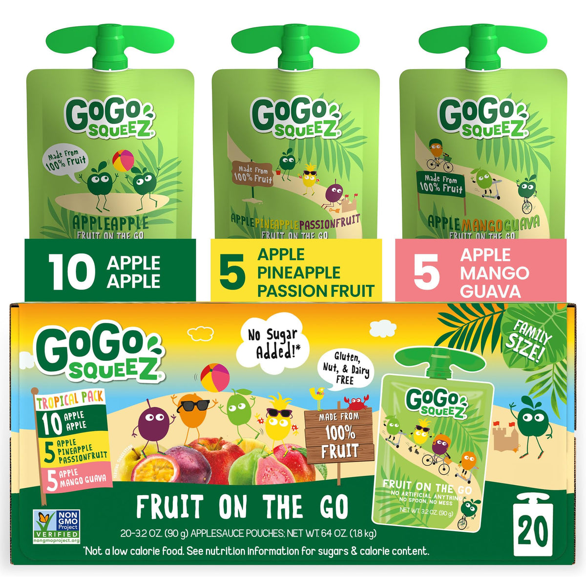 gogo squeez apple-apple pouch for on-the-go snacking, mess-free