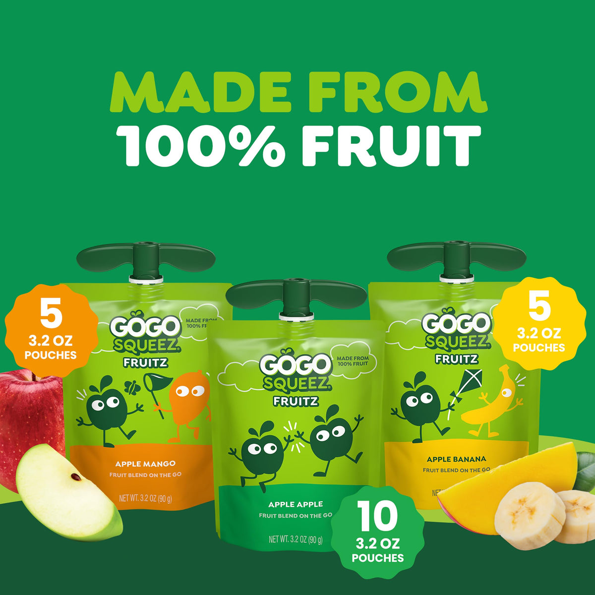 GoGo SqueeZ Apple Banana pouch, convenient school snack option