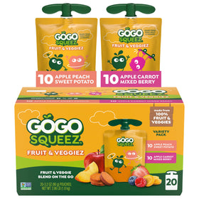 GoGo squeeZ Boulder Berry pouch delivers on-the-go 100% fruit and veggie nourishment.