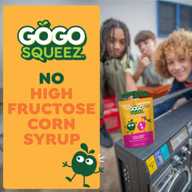 GoGo squeeZ BPA-free pouch with built-in cap for mess-free snacking.