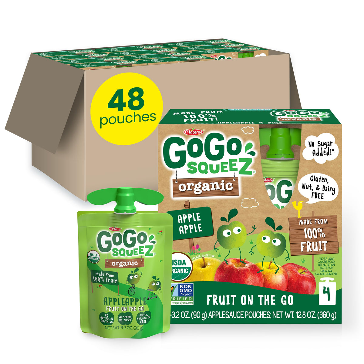 GoGo SqueeZ Apple Apple pouch on-the-go snacking with no mess.