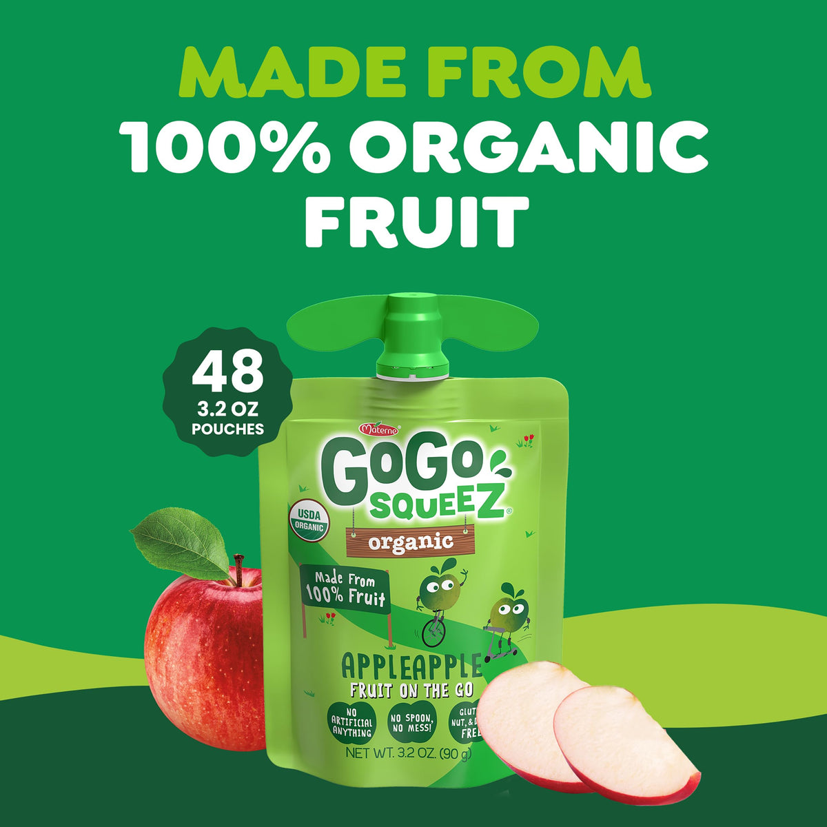 GoGo SqueeZ Apple Apple pouch offers a mess-free portable snack for busy days.