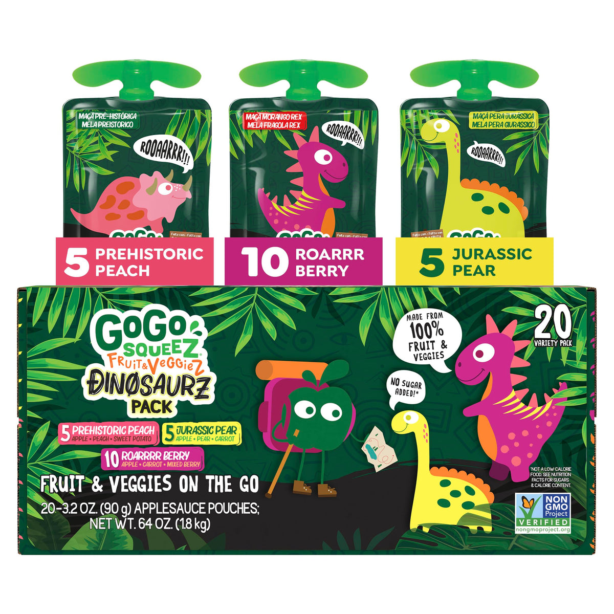 GoGo SqueeZ Roarrrr Berry pouch for on-the-go snacking with no added sugar