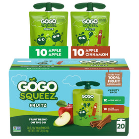 GoGo SqueeZ apple cinnamon pouch for on-the-go snacking with no added sugar