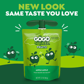 GoGo SqueeZ unsweetened fruit puree, 100% fruit for quick, mess-free snacking
