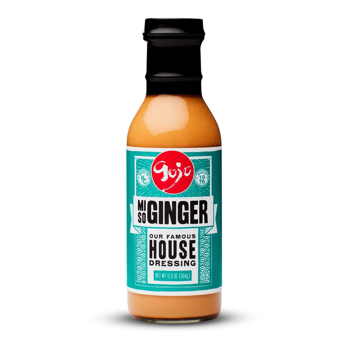 Gojo Miso Ginger Dressing bottle front highlighting authentic hibachi flavor for at-home meals.