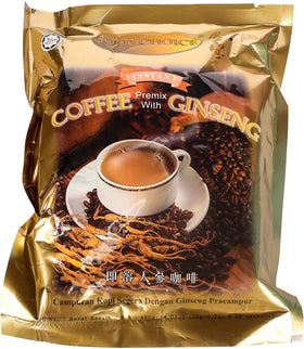 Gold Choice Ginseng Coffee close-up aroma bag highlighting premium blend.